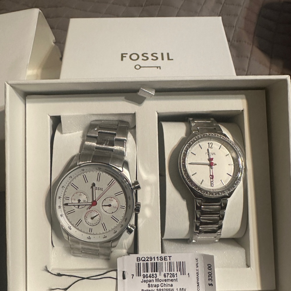 Fossil Men's Silver Watch Set